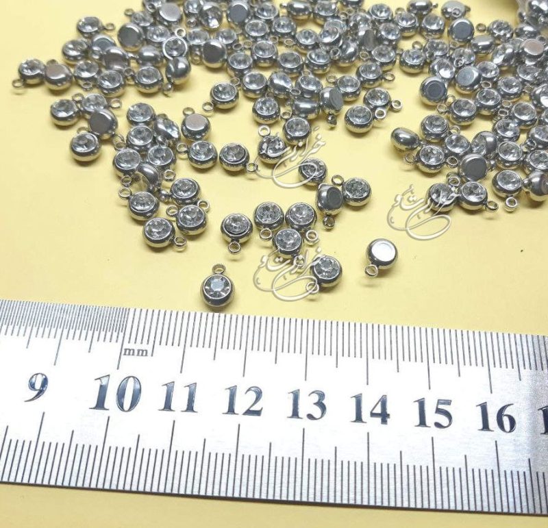 آویز گوی استیل رنگ ثابت نگین