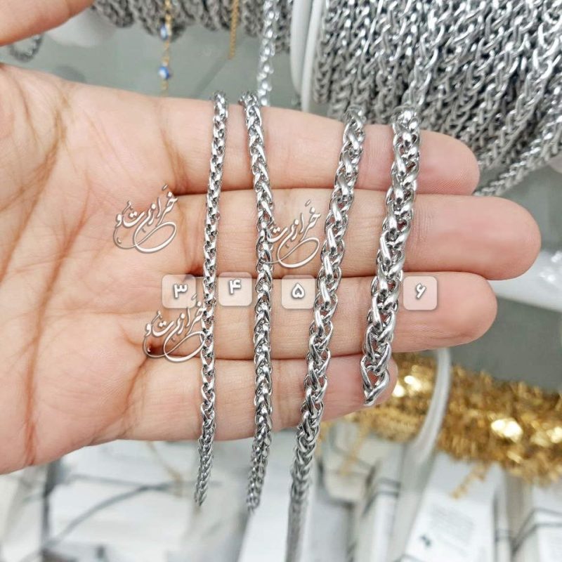 زنجیر استیل طرح جناقی (بافت لوله ای) (واحد 50 سانتیمتری) - تصویر 1